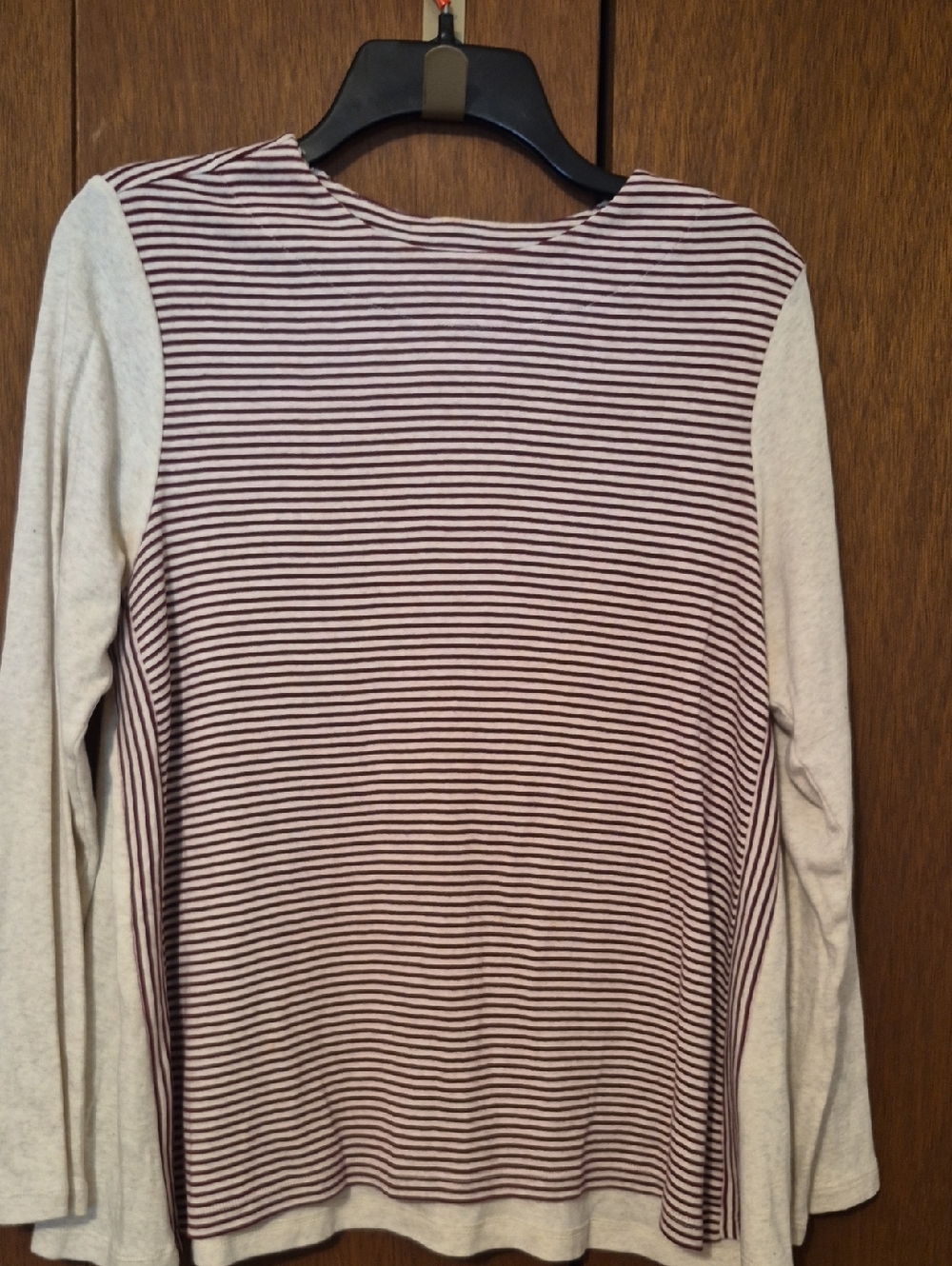 J. Jill Burgundy and Cream Striped Tee